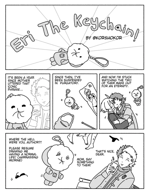 Happy 1 year anniversary to "The life of a keychain" series! 🥳 It completely changed the trajectory of this account (Big thank you to everyone who interacted with part 1-15 of the comics, it's been a joy :D) Hence, have this special part!
#水星の魔女 #G_Witch #スレミオ 