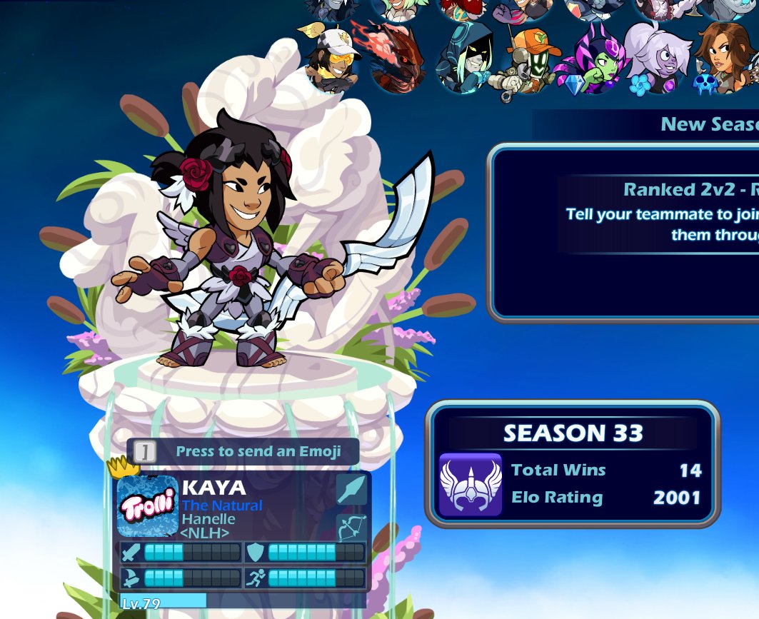 hanelle_x's tweet photo. First day diamond in ranked 2's with the amazing @RathSZN and 200 elo up from last seasons rank with my placements in ranked 1's! only cooking this season!๐
#twitchstreamer #gamergirl #twitch #Brawlhallastreamer #Brawlhalla #Brawlhallaranked https://t.co/k2OEda6MTa