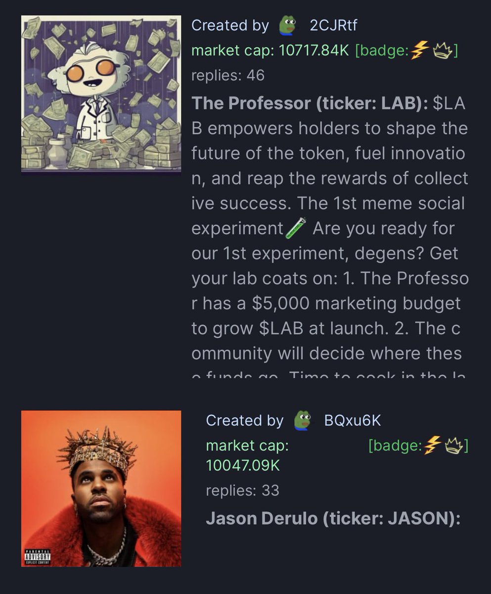 labtokensol's tweet photo. The Professor has always been a big fan of @jasonderulo, undeniable musical legend 🎤🎶

To see $LAB and $JASON side by side as one of the top tokens on @pumpdotfun is a beautiful moment 🤩

Mr. Derulo, let’s get COOOOKING 🧪🥼👨‍🍳 👀 https://t.co/T1xB9hMMWJ