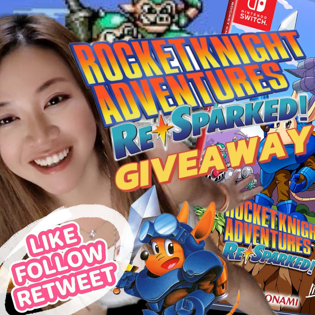 SuperSisi's tweet image. I am giving away one digital copy of Rocket Knight Adventures: Re:Sparked for Nintendo Switch (USA region)!

To enter just Follow, Like and Retweet! 
The winner will be chosen randomly!

I will choose the winner on Wednesday 10th July. Good luck! ❤️ 

#Giveaway #retrogaming