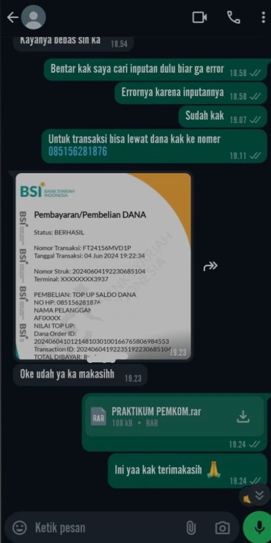 jokskuyyyyy's tweet image. Testi @jokskuyyyyy 
Pengerjaan cepat dan aman. Order bisa klik link wa.me/+6289672579976 ✨️
#jokicoding #jokitugas #jokipython #zonauang #zonajajan #jokiuas #jokiuts #jokitableau #mtk #jokirstudio #jokiexcel #jokimurah #jokitugaskuliah #joki
