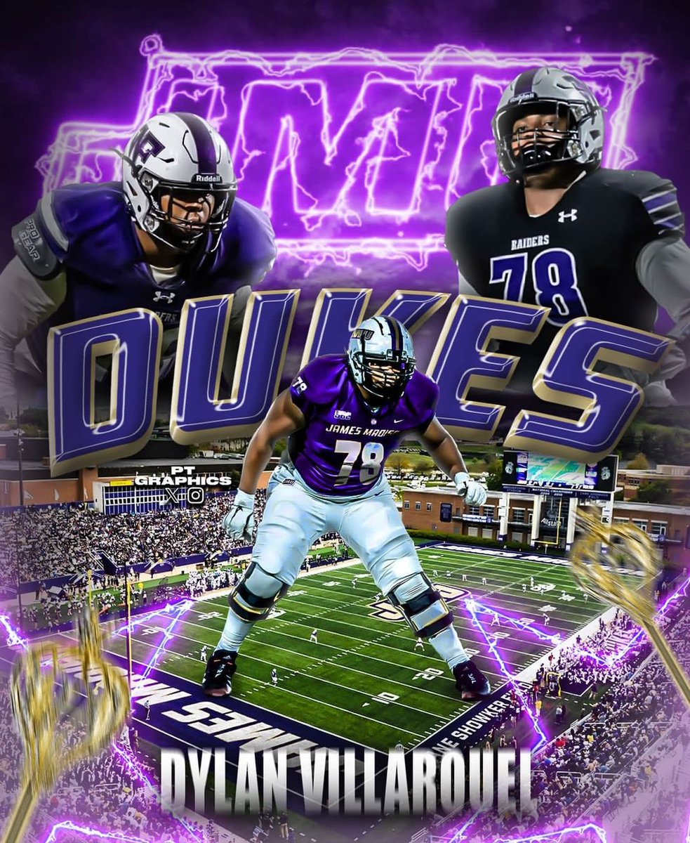 Dvilla7_'s tweet photo. 1000% Committed, Go Dukes!!💜💛 @JMUFootball @CoachBobChesney @Coach_Smith61 @BGrubbs66 @Coach_Timmerman @coachrcraft @NFHS_FB_Recruit @RecruitGeorgia @MohrRecruiting https://t.co/d9lTDN5bf2