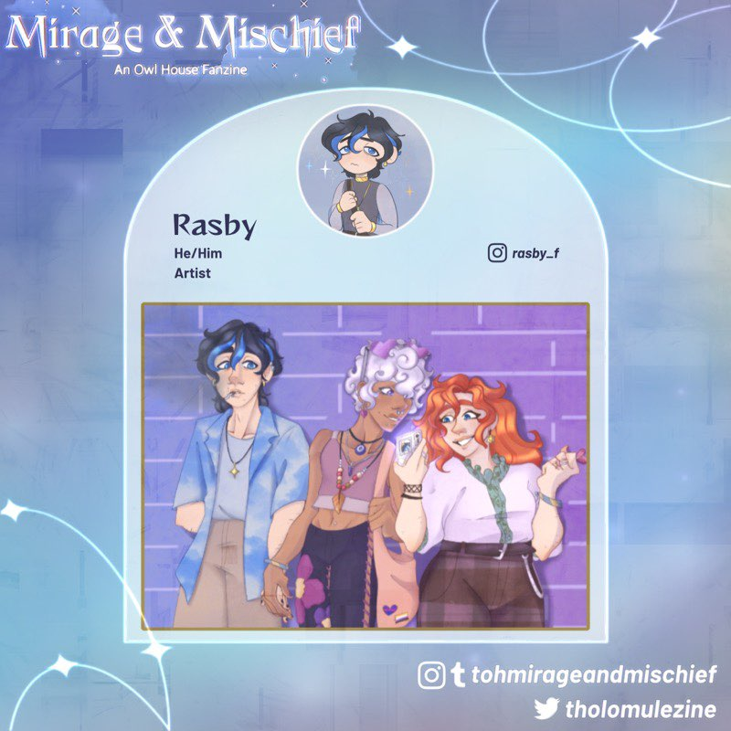 Peryton is one of the lovely artists for Mirage &amp; Mischief! 💙
You can find him on Instagram @/peryton.fool and Tumblr as perytonfool
• ⚔️👊🏾🪞 •
Rasby is one of the lovely artists for Mirage &amp; Mischief! 💙
You can find him on Instagram @/rasby_f