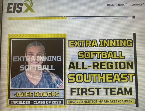 JaceeBowers's tweet image. so thankful to be chosen as All-Region Southeast First Team by @ExtraInningSB
@Softball_Home @BSherSB @LegacyLegendsS1 @socalcausey2027