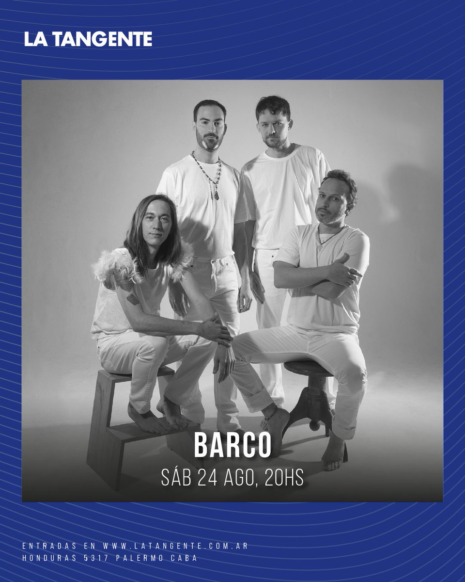 💥💥💥 ¡Ahora sí! 💥💥💥

🗓️ Sábado 24 de agosto a las 20hs, Barco en La Tangente, Ciudad Autónoma de Buenos Aires, 🇦🇷.

tickets.latangente.com.ar/musica/barco

#barcobanda
