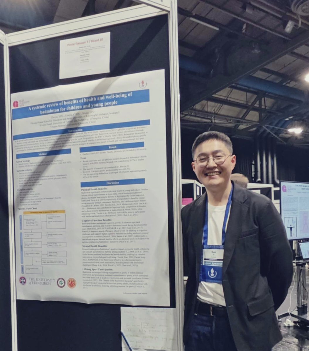 Thanks for ECSS provide opportunity to show my favorite but longtime question from practice coaching : what evidence-based health benefits related to badminton for young people? To more confidence tell our stakeholders, badminton and sports is a good choice for health.