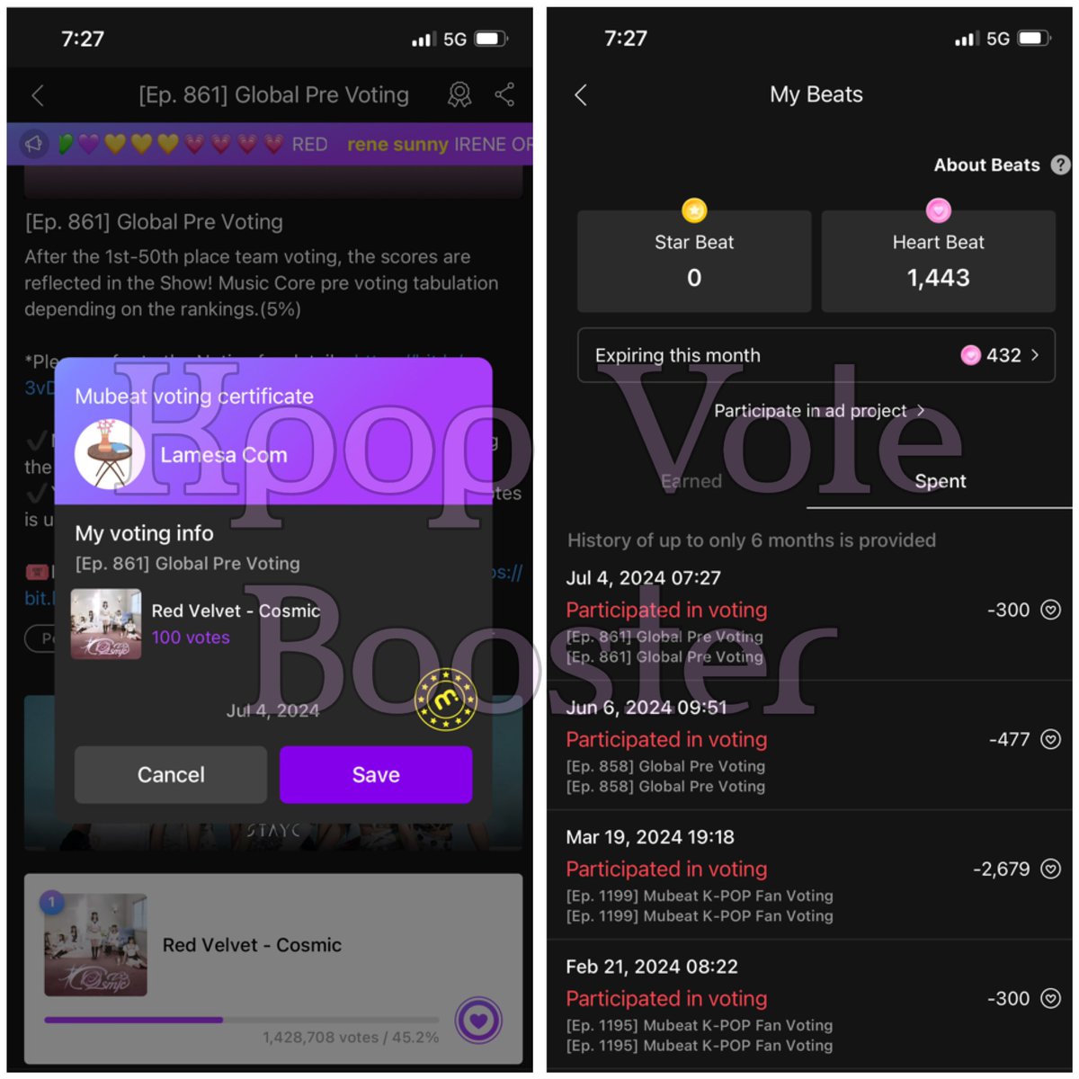 BoosterVote's tweet photo. FREE V0TES
600 💜 in MUB3AT - MUC0RE for #REDVELVET
#KVBProofs https://t.co/OGDfLZwdDr