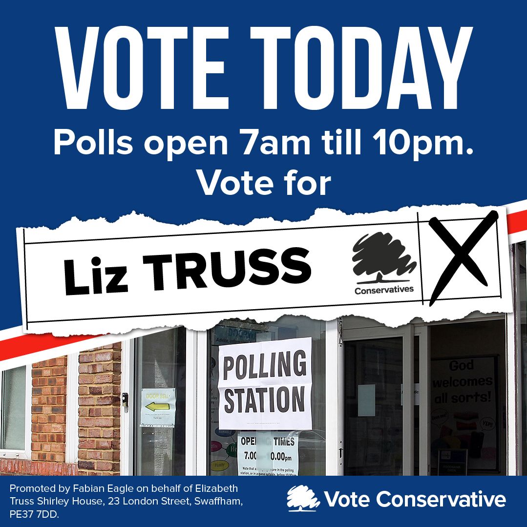 Today is Polling Day!

Polls are open now till 10pm 🗳️

#VoteConservative