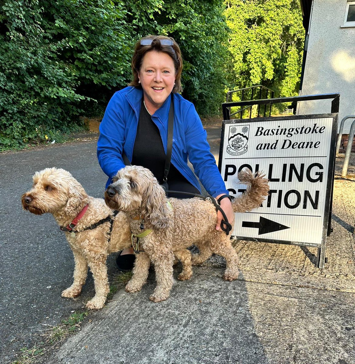 A beautiful Basingstoke summer morning. Polling Stations opened at 7am and close at 10pm. Already been out and voted with Ted and Otto my two very obedient and beautiful cockapoos.