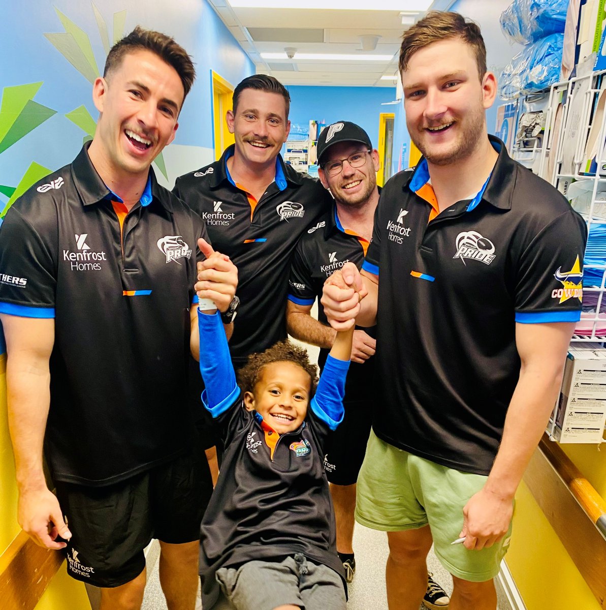 Little faces lit up across the Cairns hospital children's and adolescent's wards when their local team, the Northern Pride, dropped in to talk footy, school &amp; so much more. 

📸 Damien, 4, was overjoyed to meet them!

Thanks for bringing so much joy to our youngest patients! 🙏🏽💕