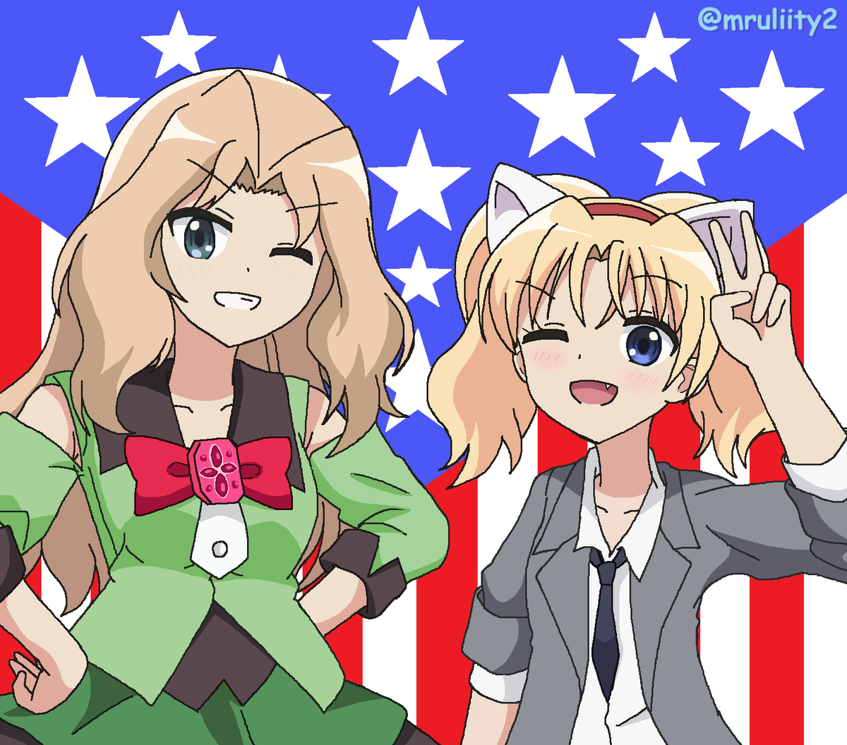 mruliity2's tweet photo. i have some Kay & Miria... Sisters of Murican Day!!!(this is a re-run from January)🇺🇸
Happy 4th of July, enjoy this Crossover!!!🎇🎆🎇
#ThrowbackThursday #4thofJuly
#AmericaDay #Murica
#ケイ #ミリア
#ミリア・マリーゴールド・マッケンジー
#Garupan #Jewelpet_Tinkle https://t.co/CYJRb3t2BQ