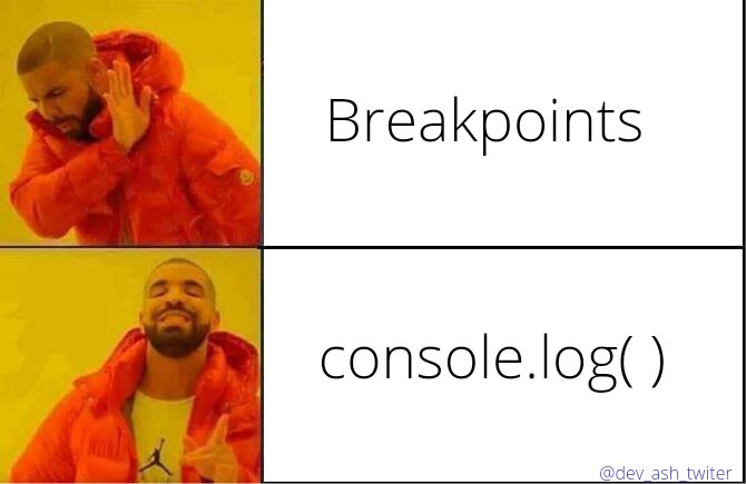 dev_ash_twiter's tweet photo. Breakpoints or console.log what do you use in javascript/typescript applications? https://t.co/sDRYEIeDR8