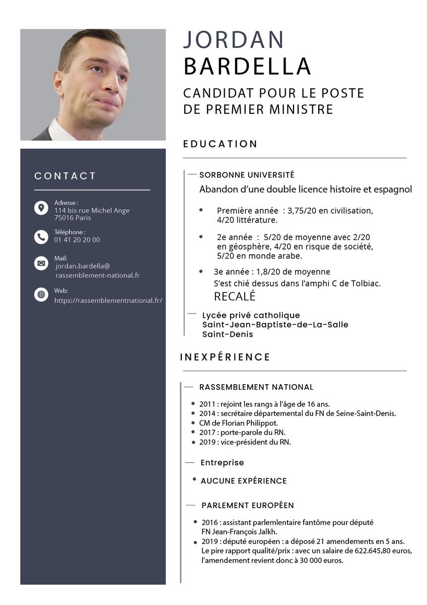 La pire candidature de la Ve République pour le poste de Premier ministre.