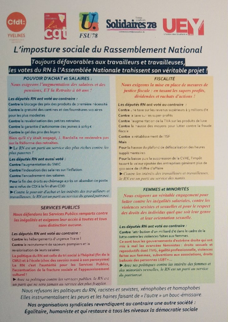 Motivés, motivés, on reste mobilisés ! Tractage matinal à Versailles <a href="/CFDT/">CFDT</a> pour la démocratie, le maintien et le progrès des droits sociaux et environnementaux, et tellement de choses qui font tenir notre société.  Je ferai barrage dimanche. #legislatives2024