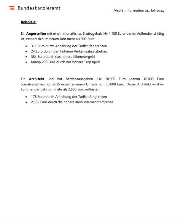 Das letzte Drittel (651 Mio. Euro) aus der Abschaffung der Kalten Progression wird im kommenden Jahren wie folgt zurückgegeben:

1. Die Steuerstufen werden angehoben, man fällt als später in eine höhere Steuerklasse

2. Absetzbeträge werden an die Inflation angepasst

3.