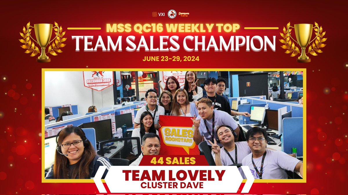 ppaulv_'s tweet photo. Another week of achievement! It's an honor and pride to present to the world our MSS QC16 Weekending June 29 Weekly 7DRR and Sales Rockstar. Congratulatons to Team Lovely and Team Andrew @Dee_Bennett1 @gleekyG
#DeeBest
#MSSQC16
#MSSFearlessBulls
#MBCGoodStuff
#VXIPH
#LifeatATT https://t.co/WLqOJW36gq