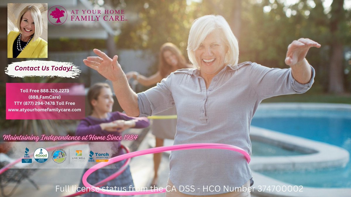 AYHFamilycare's tweet photo. Living your best life independently!

Call At Your Home Familycare today!

#livingyourbestlife #yourlifeyourway #maintainindependence #inhomecaresandiego #atyourhomefamilycare #eldercare
#disabilitycare #developmentaldisibilitycare #Laurieedwardstate
#VeteranCare https://t.co/Gabu84cfVP