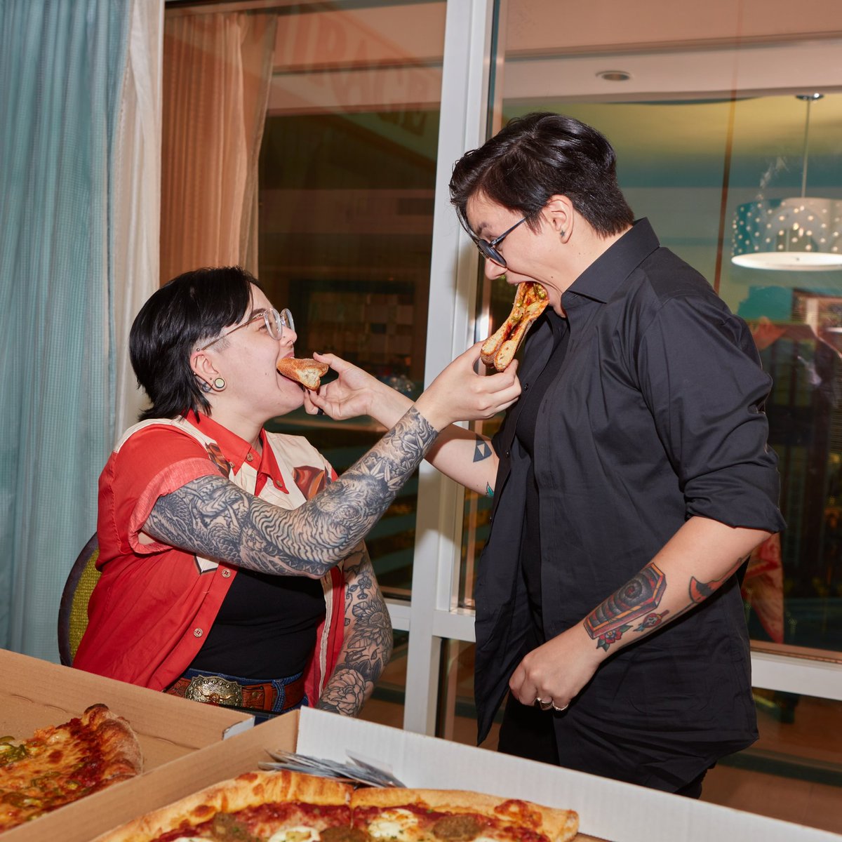 hauntedxiz's tweet photo. the love of my life, my best friend, and forever favorite person to share pizza with 🖤💍 https://t.co/h9o6hkSseI