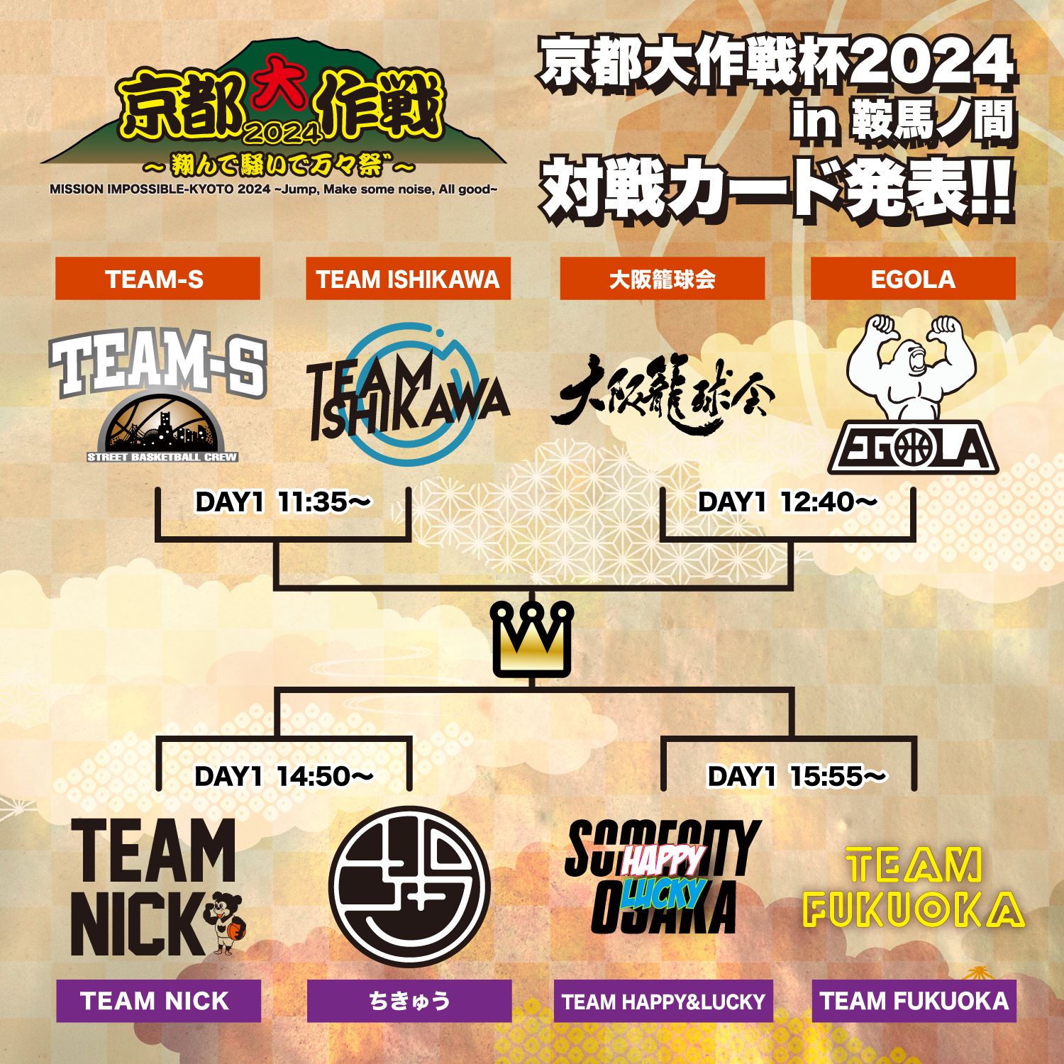 カ*ン様 京都大作戦　バスケットボール 👺鞍馬ノ間、詳細解禁✨️ 恒例のバスケトーナメント「京都大