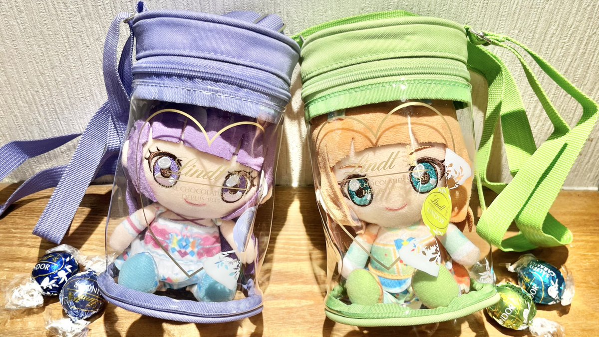 こんにちは💜💚 リンツのぬいポーチ買えました✨ サイズぴったりだ