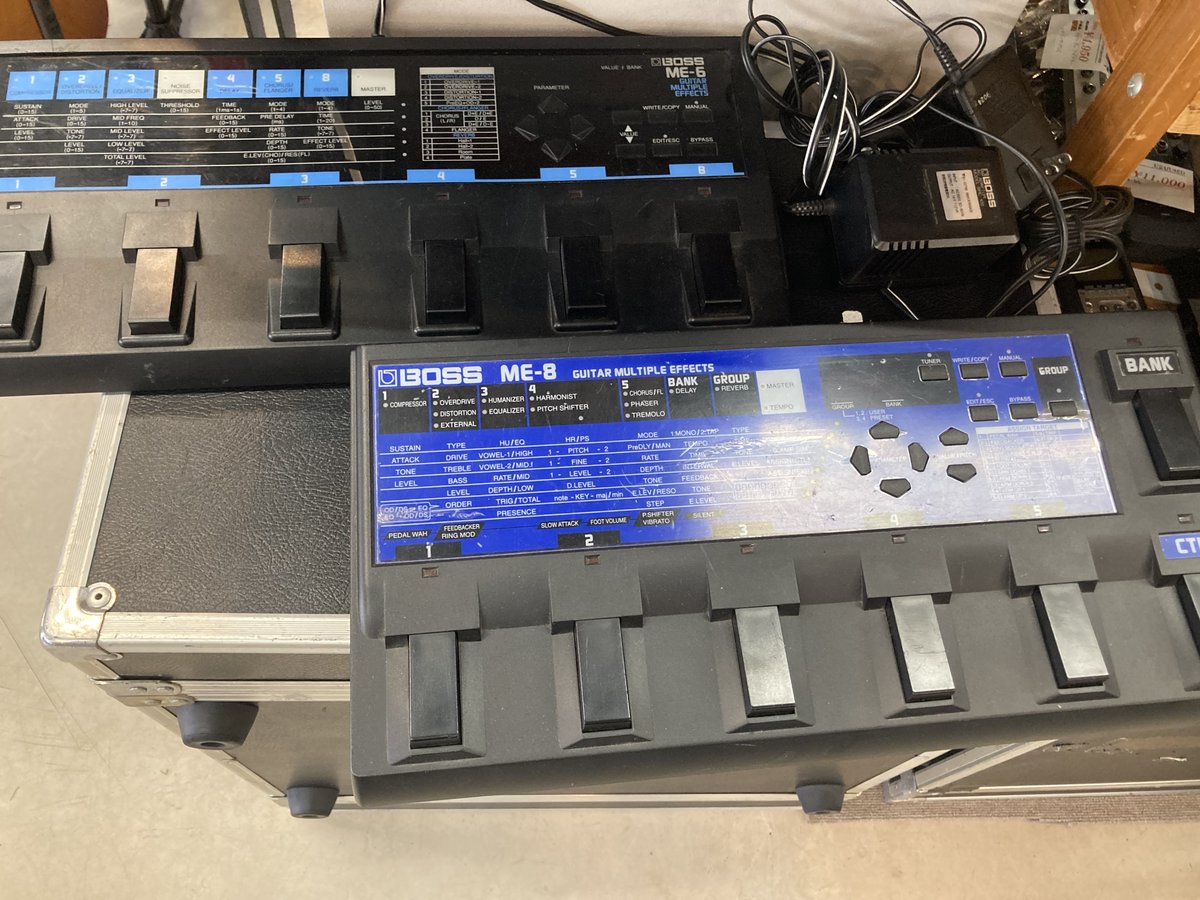 apollonmusic's tweet photo. 懐かしいマルチエフェクターのBOSS ME-6 とME-8が中古で入荷
アダプタ付属
約30年前のマルチですが問題なく動作します
BOSSの頑丈さが伺えます
肝心のサウンドも・・これ・・良いのでは!?
#BOSS #ME6 #ME8 #中古エフェクター https://t.co/uoruSDCPzj