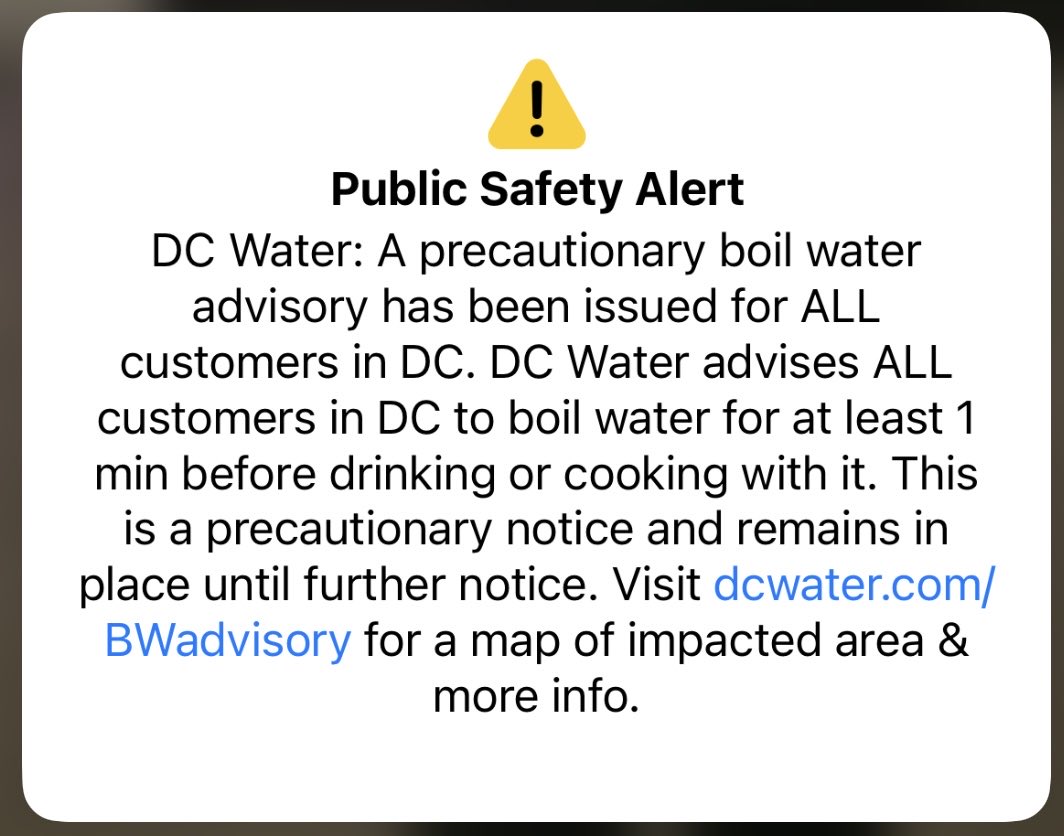 cbutlercup's tweet photo. DC Boil Water Advisory!!! https://t.co/zOZZuenNDH