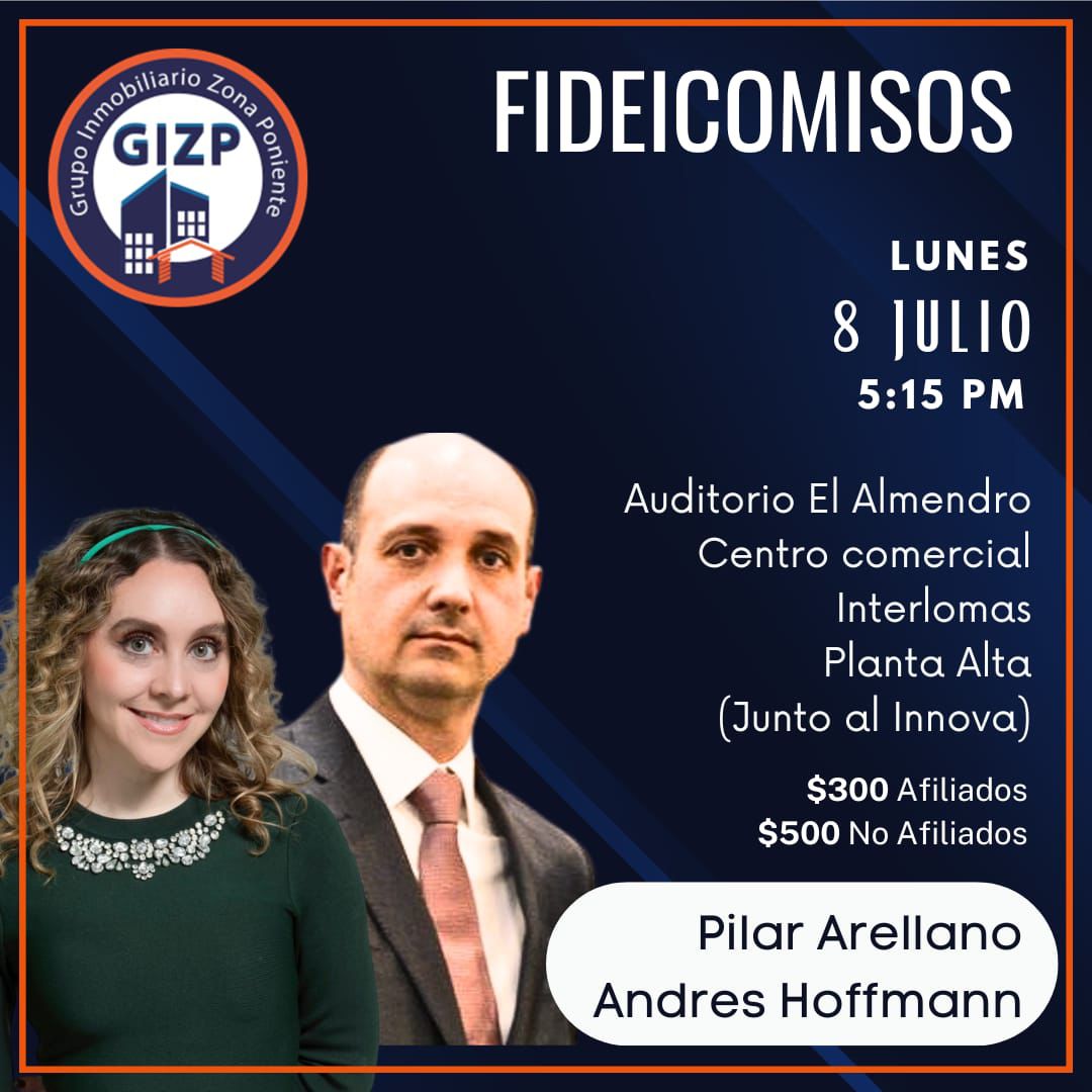 Te invitamos a un evento  donde aprenderás todo sobre los fideicomisos.

 Contaremos con la presencia de los notarios Pilar Arellano y Andrés Hoffmann, reconocidos expertos en la materia, quienes compartirán su conocimiento y experiencia en el tema.

gizp.com.mx/curso/fideicom…