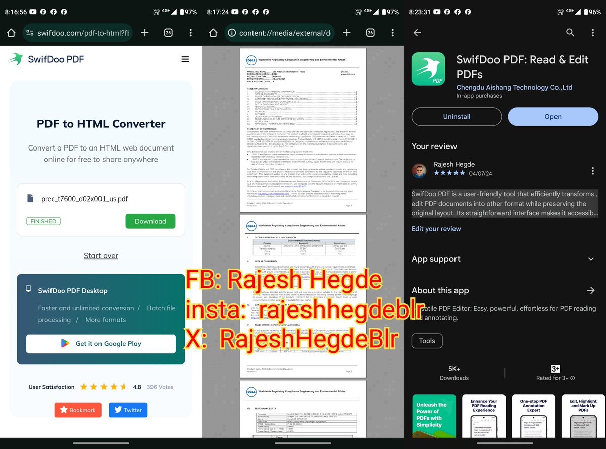 RajeshHegdeBlr's tweet image. SwifDoo PDF to HTML Converter is a user-friendly tool that efficiently transforms PDF documents into HTML format while preserving the original layout. Its straightforward interface makes it accessible for users of all skill levels.
#PDFtohtml #pdfonlineTool #swifdoopdf
@swifdoo
