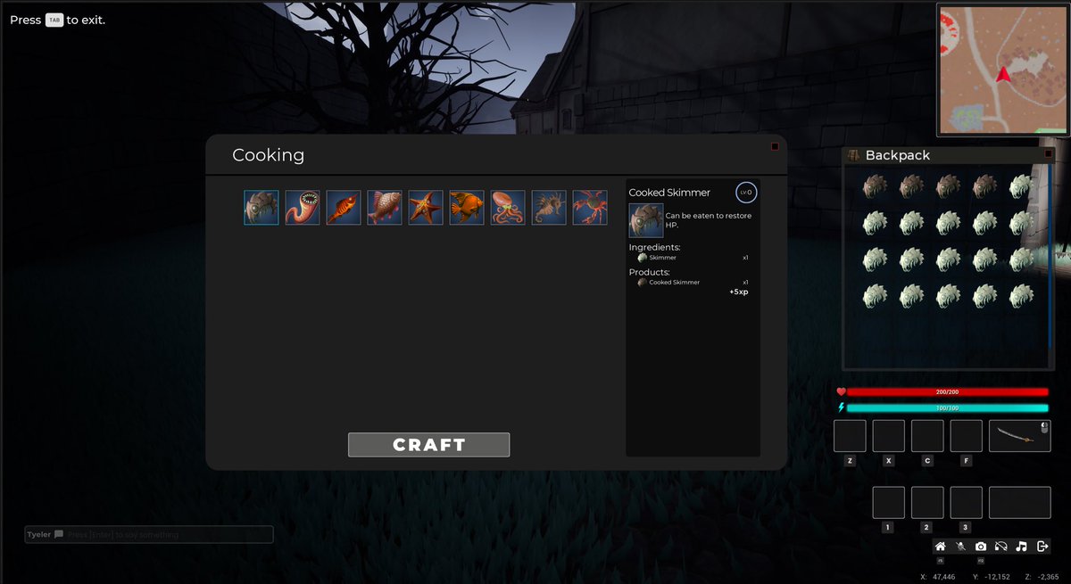 Alpha is almost here! Sneak peek: Cook your catch to restore HP &amp; forge mined ore into epic gear. Get ready to level up your survival skills in the Etherworld! 👻

#MMO #Phantasma