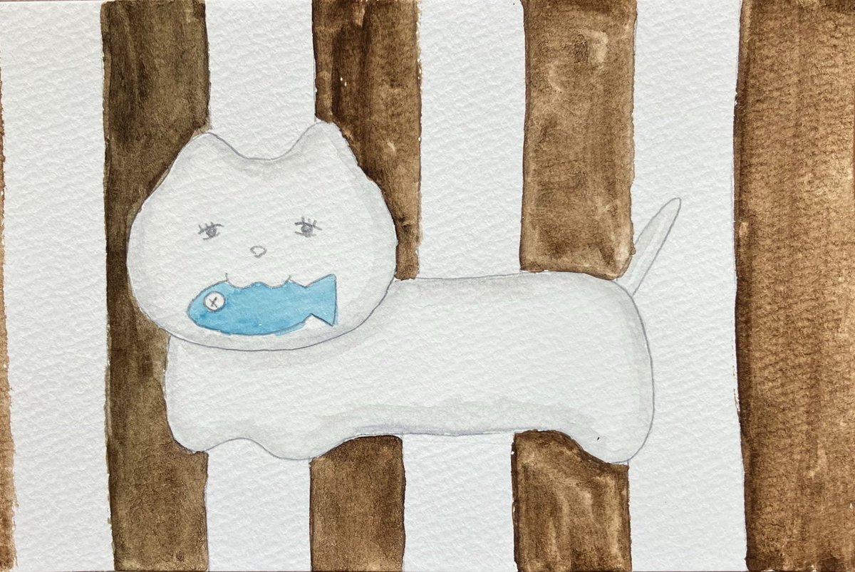 お魚くわえたねこさん
#猫 #猫イラスト #アナログイラスト #イラスト好きな人と繋がりたい