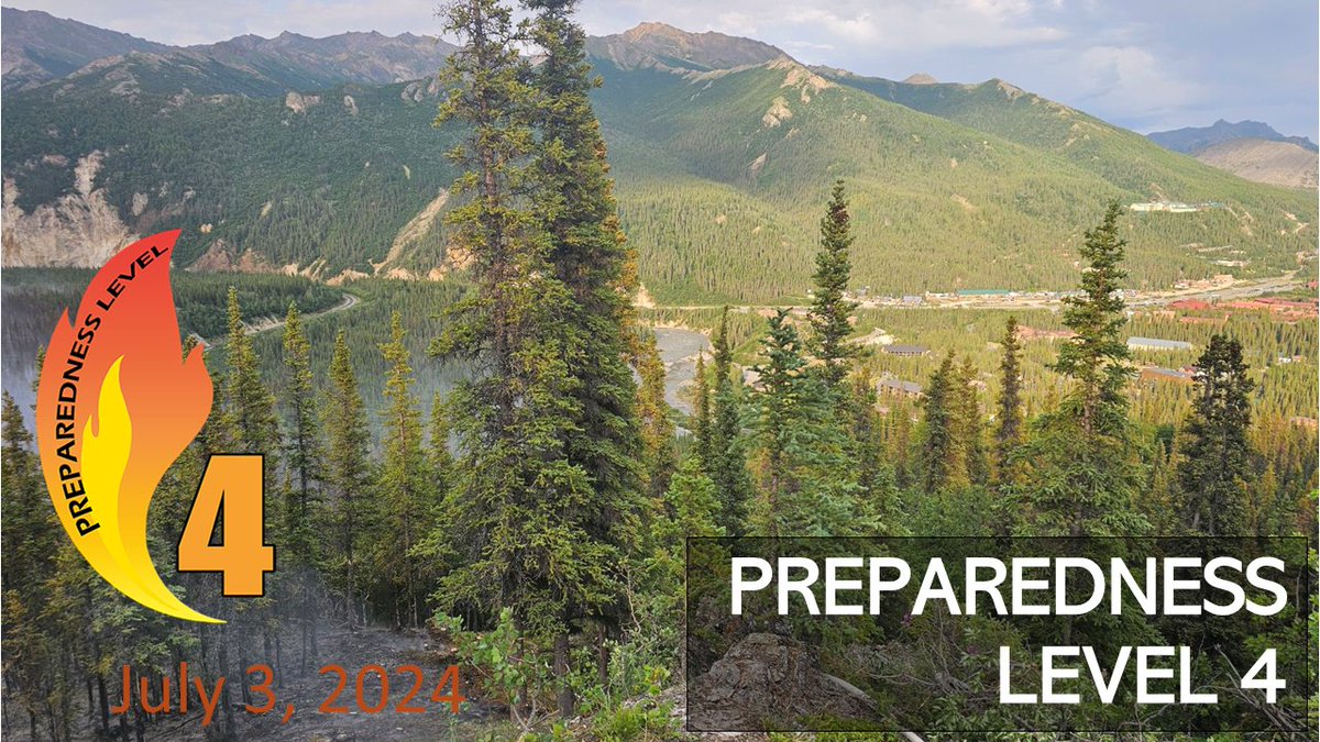 AK_Forestry's tweet photo. After 3 days at PL5, Alaska downgraded to PL4 at 6 p.m. today (July 3). The AICC cited predicted & widespread precipitation, current & anticipated conditions, & increased fire containment as reasons. The Eastern Interior is expected to remain hot & dry.
๐ธ #RileyFire by TCC Crew https://t.co/eGirE1KVzF