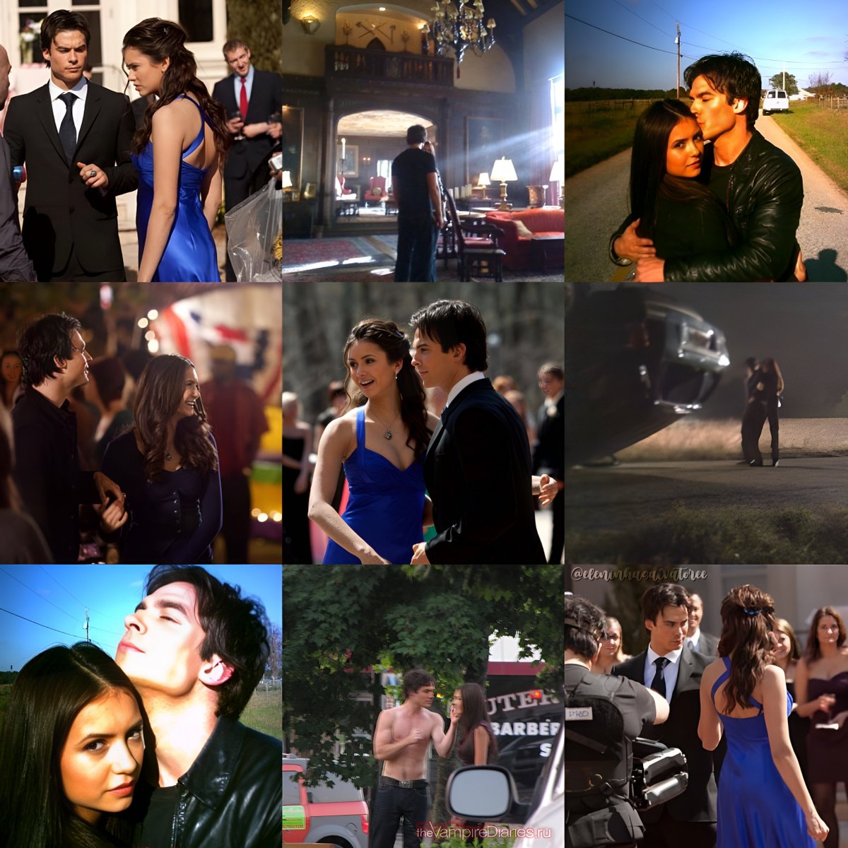 Nina and Ian behind the scenes of TVD Season 1