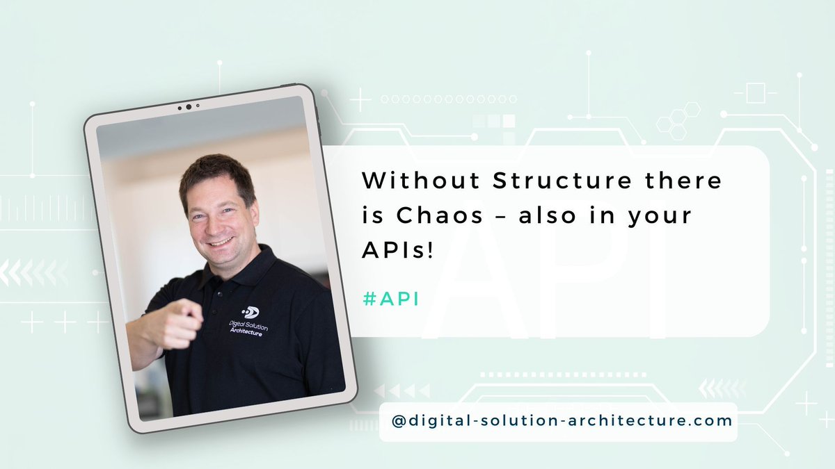 DigSolArch's tweet photo. 🔷 Without Structure there is Chaos – also in your APIs! 🔷 
Structure Patterns guide the data structure in API messages. When to embed large structures or use simpler types? 11 patterns provide detailed guidance. 
A new video tomorrow. Don't miss it! https://t.co/KuJXl1NQfJ