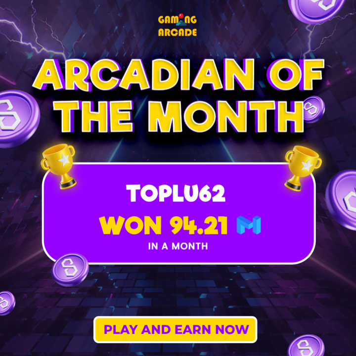 🏆 Congratulations to <a href="/Toplu62/">Amyli</a>, our Arcadian of the Month! 🎉  

This champion earned 94.21 $MATIC in just one month! 💰 

Think you've got what it takes to top that? 🤔  

Start playing daily tournaments now and earn 50 MATIC daily! 🕹️💸  
🔗 gamingarcade.io/tournament?utm…