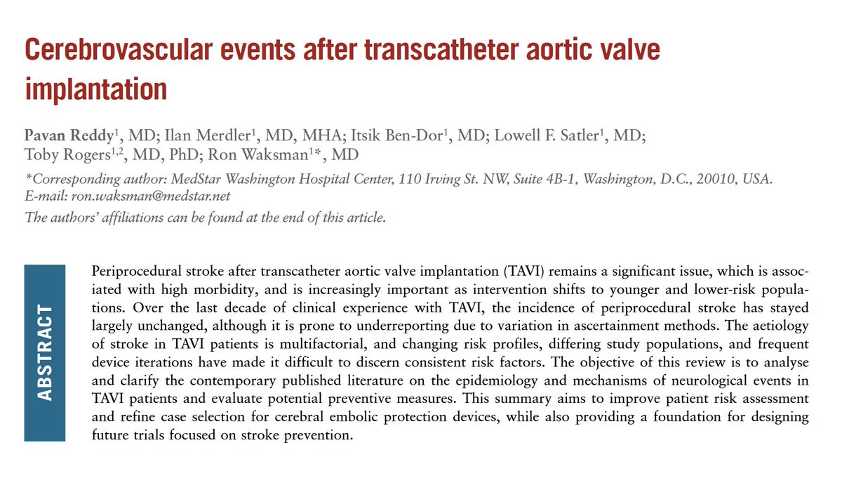 Davide Capodanno (@dfcapodanno) on Twitter photo Periprocedural stroke after TAVI remains a significant issue and is increasingly important as intervention shifts to younger and lower-risk populations. The objective of this review is to analyze the current literature on neurological events after TAVI, evaluate preventive Periprocedural stroke after TAVI remains a significant issue and is increasingly important as intervention shifts to younger and lower-risk populations. The objective of this review is to analyze the current literature on neurological events after TAVI, evaluate preventive