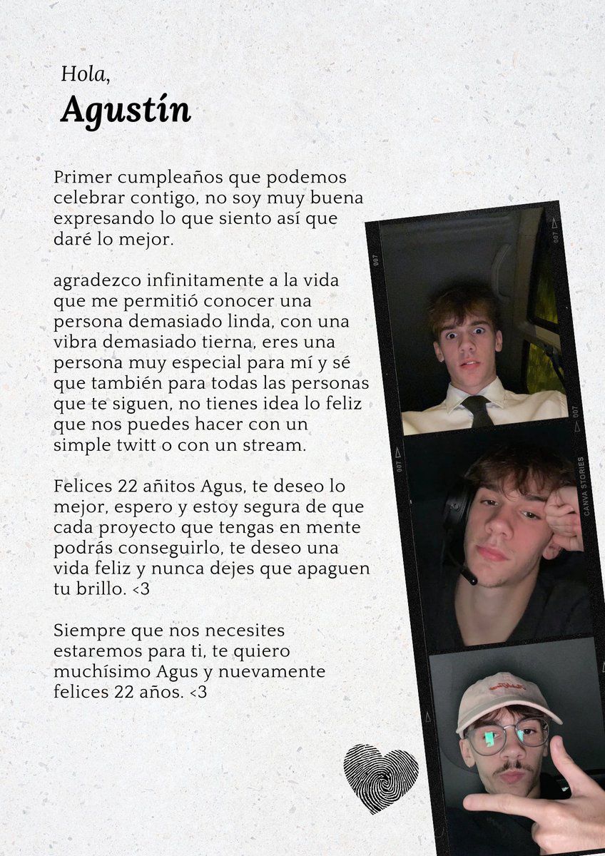 staffdeagus's tweet photo. Felices 22 añitos @aguslainn 
No alcanzan las palabras para expresar la admiración y el cariño que te tenemos, simplemente muchas gracias por los momentos que compartes con nosotros, te deseamos una vida feliz porque es lo que mereces. Tqm agus 🫶🏼

Att: @dai_yz0326
#HappyAgusDay https://t.co/JwpDyiXhQX