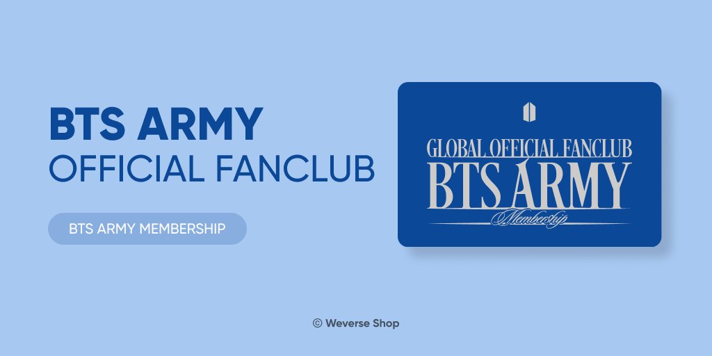 weverseshop's tweet photo. 🔊#BTS GLOBAL OFFICIAL FANCLUB #ARMY MEMBERSHIP Available Now💜

Join in the #ARMY MEMBERSHIP and check out the ARMY MEMBERSHIP GIFT + MERCH BOX!

📅Membership: Available from Thu. Jul 4, 2:00 PM (KST)
📅Membership Kit & Merch Box: Thu. Jul 4, 2:00 PM (KST) - until sold out
🛒#weverseshop : https://t.co/sPpjzQ8S3G