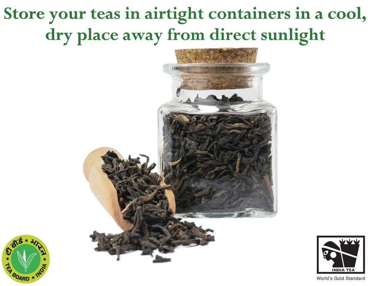 teaboardofindia's tweet photo. A series on some simple tips regarding tea: Store your teas in airtight containers in a cool, dry place away from direct sunlight. #IndiaTea #IndianTeaLove #IndiaTeaAndMe https://t.co/YCr2QCLS18