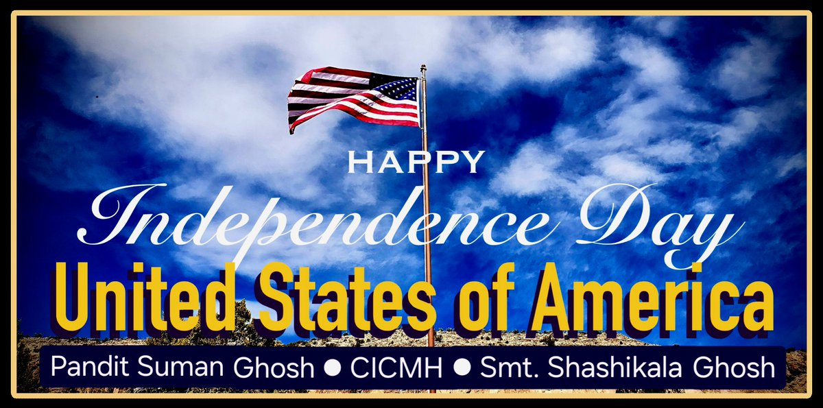 Salutations to a great 🇺🇸Nation🇺🇸
Warm Greetings topped with LOVE, COMPASSION, and the SPIRIT OF BROTHERHOOD to all....
<a href="/ShashikalaGhosh/">Shashikala Ghosh</a> 
<a href="/CICMH_US/">CICMH</a>