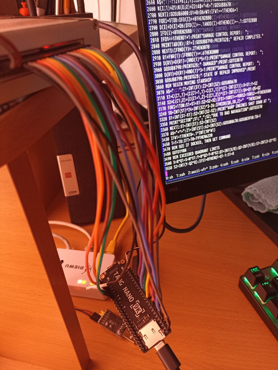 YLRabbit's tweet image. Gee! I discovered and corrected many funny features of BSRAM memory, and later this thing started working on #yosys #nextpnr #apicula!
This is #Tangnano9k emulating a small system from the 80s with an i8080, 16K ROM, 32K RAM and a serial port.#fpga