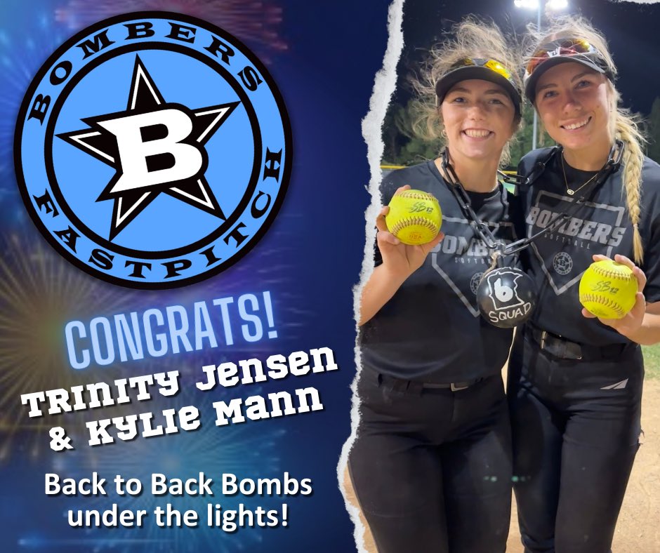 Minnesota Bombers 16U National (@mnbombers2007) on Twitter photo It was a great night at the ball field going 2-0 to start pool play. Took down TX Bombers Gold 5-1 and AL Southern Force 9-0! Back to back bombs in game 2 by <a href="/trinitymjensen/">Trinity Jensen</a> and <a href="/kyliemann1121/">Kylie Mann</a>! <a href="/MnBombers/">Minnesota Bombers</a> <a href="/bombers_fp/">Bombers Fastpitch</a> <a href="/BoulderIDT/">Boulder IDT</a> It was a great night at the ball field going 2-0 to start pool play. Took down TX Bombers Gold 5-1 and AL Southern Force 9-0! Back to back bombs in game 2 by <a href="/trinitymjensen/">Trinity Jensen</a> and <a href="/kyliemann1121/">Kylie Mann</a>! <a href="/MnBombers/">Minnesota Bombers</a> <a href="/bombers_fp/">Bombers Fastpitch</a> <a href="/BoulderIDT/">Boulder IDT</a>