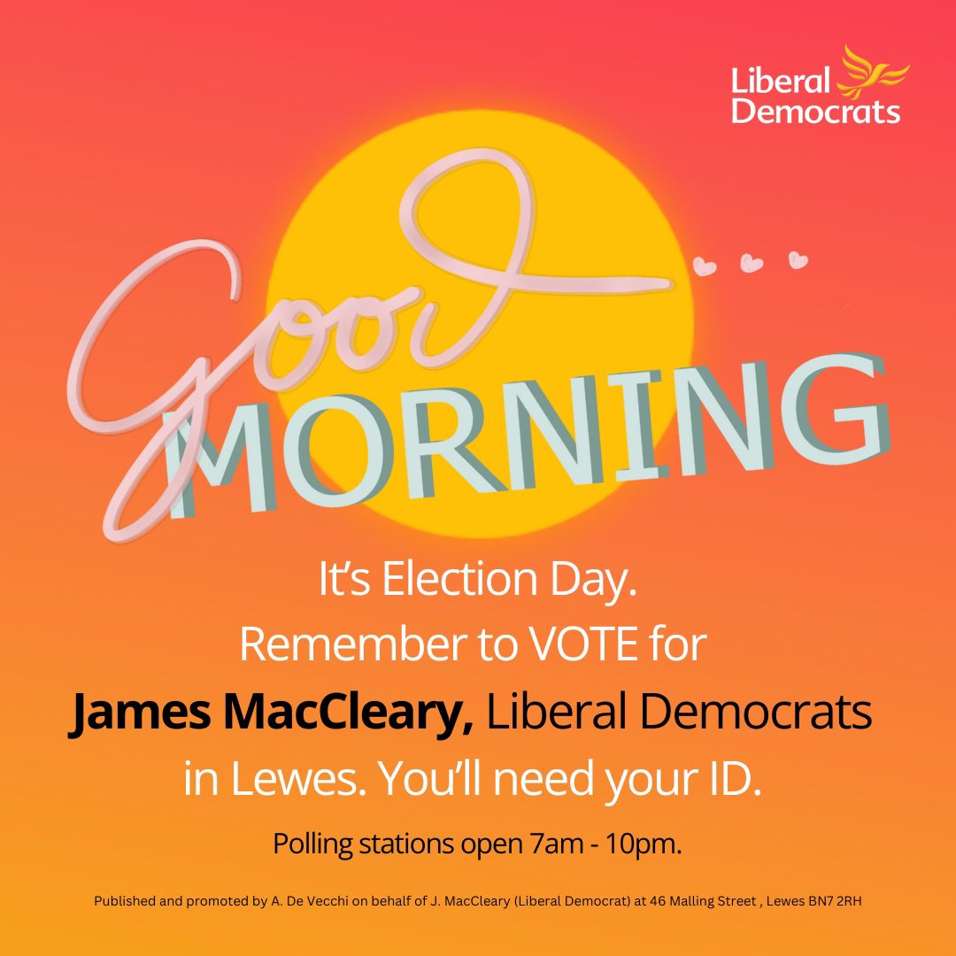 JamesMacCleary's tweet image. Good morning! It’s an early start and a long day for our many #LibDem volunteers - thanks, team! #VoteLibDem 🔶