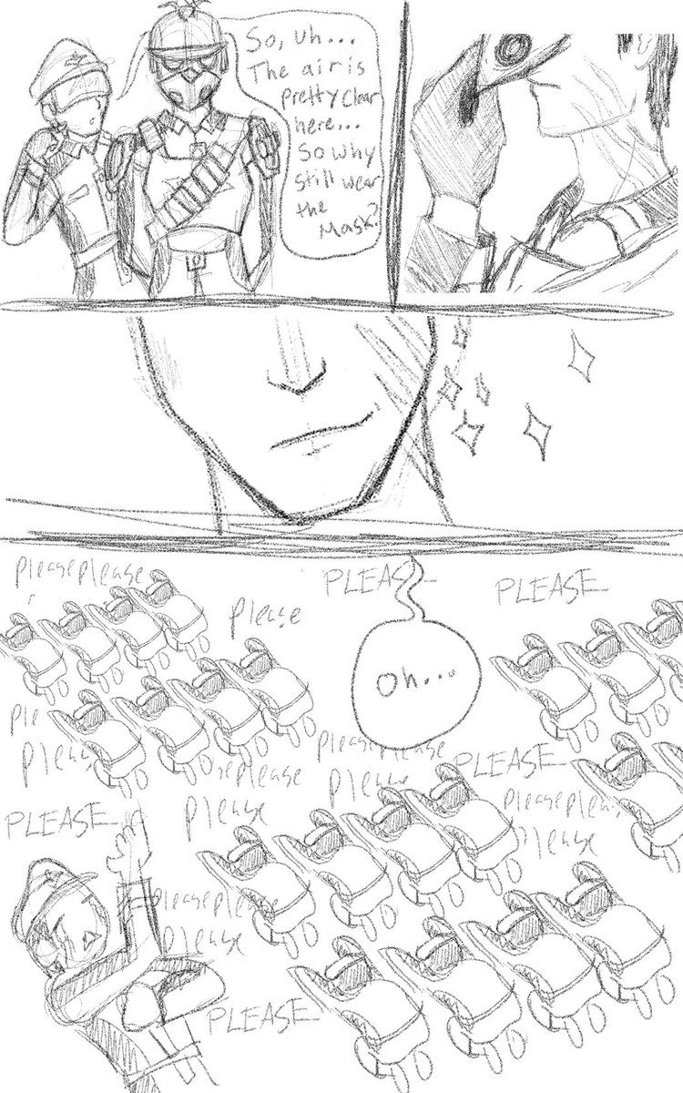 ThatsNotMyLegB's tweet photo. My brain is soup thanks to the ridiculously hot weather.
And soup-brain said it was time to make another Commander Lefu doodle comic.
#MyTimeatSandrock #MTAS #sandrock #fanart #doodle #Lefu #please https://t.co/7AoMGQCj2p