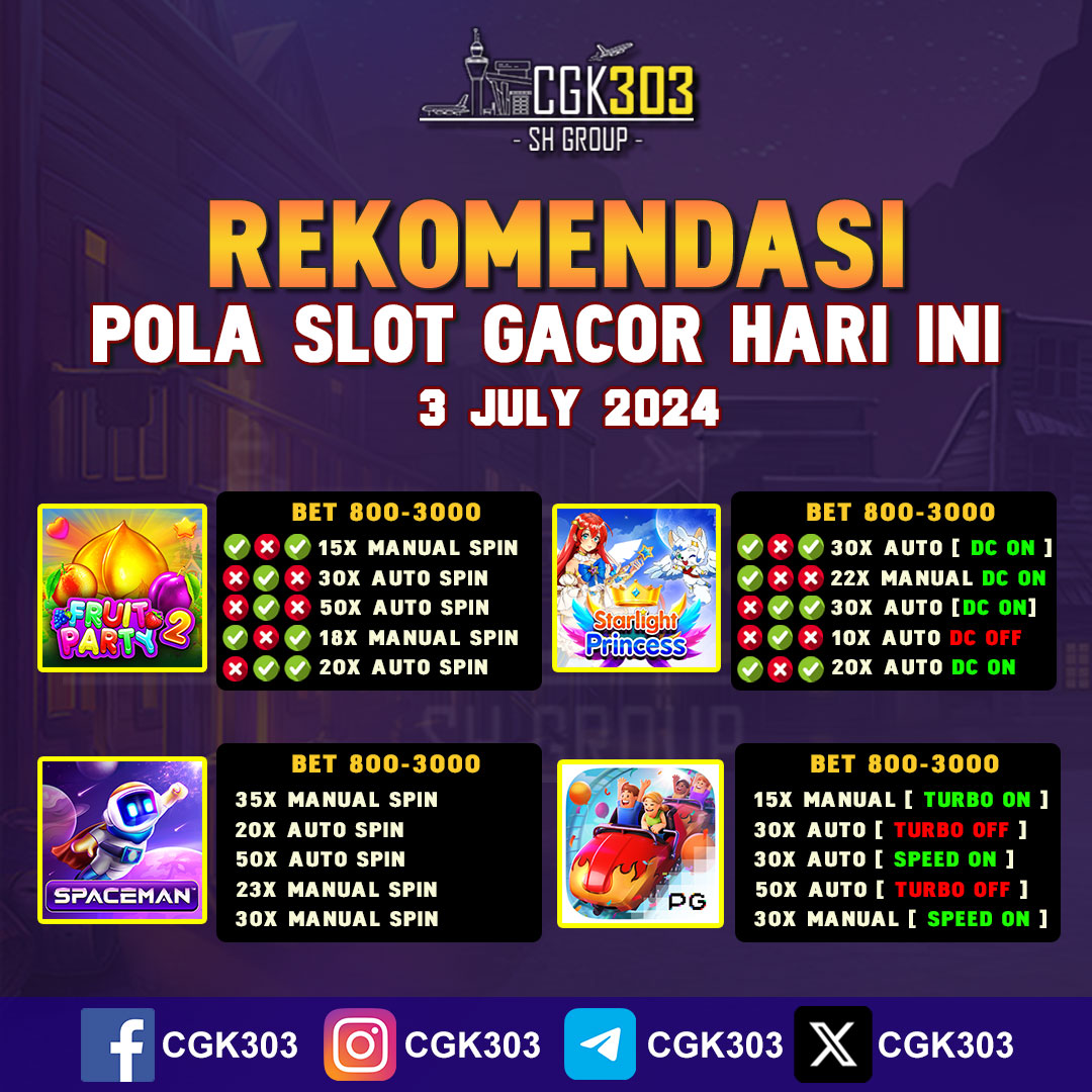 CGK303's tweet photo. Pola Slot Gacor Hari Ini 3 July 2024!
Check Polanya Hanya di CGK303

Bergabung sekarang dan rasakan kemenangan bersama CGK303

Join Now https://t.co/N1aYSfhEJF

#cgk303 #slotgacorhariini #polagacorhariini #polaslotgacorhariini #pragmatic #pgsoft #habanero #bonus100 #bocoranslot https://t.co/rUxXSIgDpL