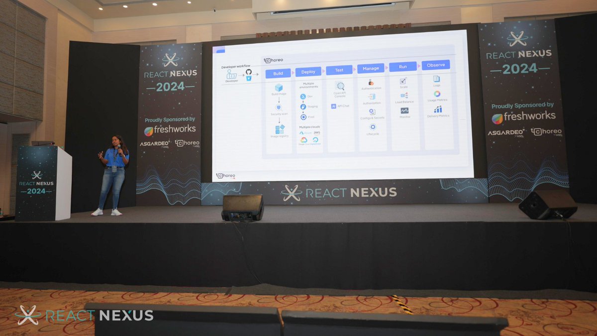 ReactNexus's tweet photo. Up next, we have the brilliant Stefinie Fernando on stage at React Nexus 2024, diving into Building Secure React Apps with Choreo IDevP!!!! 🔒💡 

#ReactNexus2024 #ReactNexus