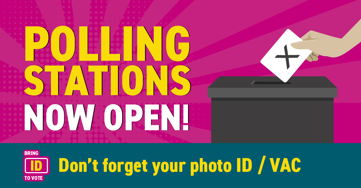 Polling stations are now open across the Kirklees district.
You can cast your vote between 7am – 10pm. Don’t forget your photo ID!
Not sure where you polling station is? Visit orlo.uk/GtKmR to find out.