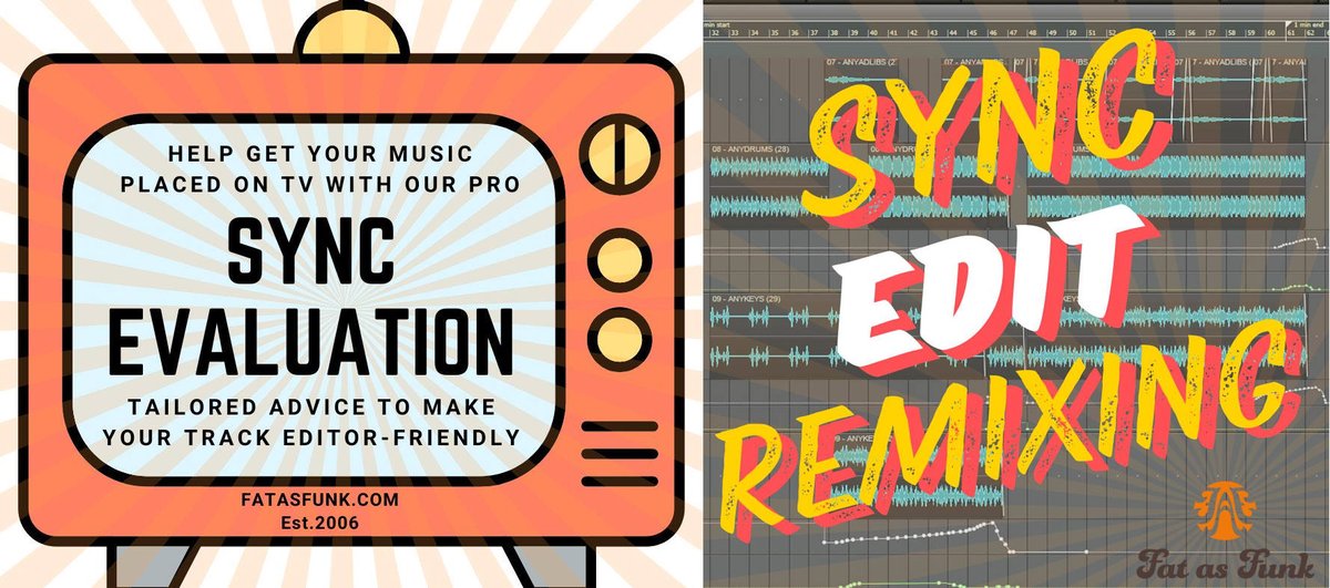 FatAsFunk's tweet image. New services! Optimise your music &amp;amp; boost your chances to get it used on TV, movies, ads &amp;amp; trailers. Sync evaluations &amp;amp; Sync remix editing. mailchi.mp/76efa3280586/n… 🎯 #musicindustry #musician #producer