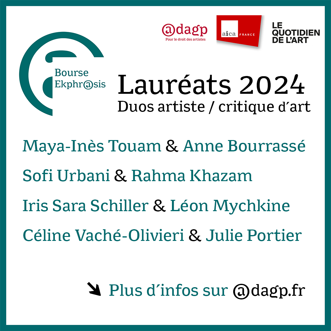 Adagp_'s tweet photo. [BOURSE #EKPHRASIS] LES LAURÉATS 2024
Félicitations aux artistes qui bénéficieront du soutien de l'édition 2024 de la bourse Ekphrasis ! 👏
Cette bourse lancée par l’#ADAGP, l’@aicafrance et Le @Quotidiendelart comprend 10 bourses de 2 000€ qui couvriront la rédaction et la diffusion des textes critiques sur le travail de 10 artistes et ayants droit membres de l'ADAGP depuis au moins 3 ans.

✨ Nicolas Boulard & Camille Viéville
✨ Lucie Douriaud & Hélène Meisel
✨ Collectif Grapain & Jill Gasparina
✨ Ludovic Landolt & Estelle Nabeyrat
✨ Hélène Langlois & Jeanne Mathas 
✨ Émilie Pitoiset & Elsa Vettier
✨ Maya-Inès Touam & Anne Bourrassé
✨ Sofi Urbani & Rahma Khazam
✨ Iris Sara Schiller & Léon Mychkine
✨ Céline Vaché-Olivieri & Julie Portier

Pour en savoir plus 👉 rendez-vous sur https://t.co/pD3O2x8RtX

#laureat #bourse #publication #presse #édition #auteur #artiste #bourse #art #critique #presse #artcontemporain