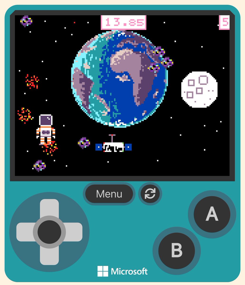 amma_centre's tweet image. Have a go at SpaceCatchers game built by Daithí yesterday at our #MakeCode workshop! Custom pixel art graphics, custom music and fully coded!  #HoursOfFun @NIScreen @MS_eduIRL @C2k_info 

makecode.com/_OmtL2HLx37Tk