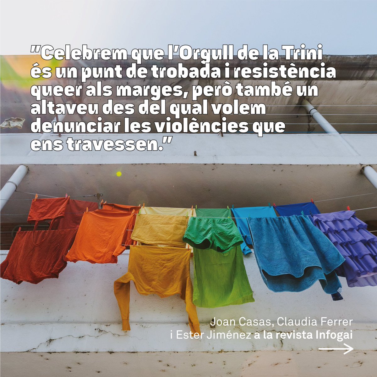 orgulldelatrini's tweet photo. “Sempre hem estat”. ✏️ Joan Casas, Claudia Ferrer i Ester Jiménez, veïnes de la Trinitat Vella i membres de l’organització de la IV edició de l’@orgulldelatrini, escriuen al nou número de la revista @infogai_oficial 🌈✊🏽

#orgulldelatrini2024 #semprehemestat https://t.co/Rbo4w6IRMj